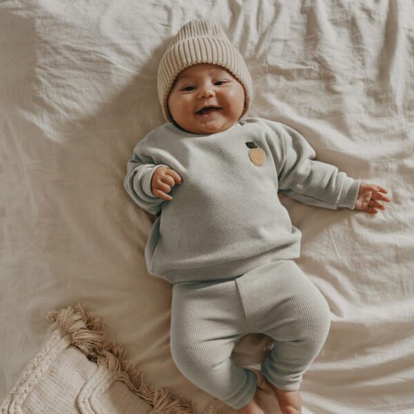 baby waffle knit two-piece set