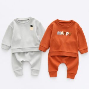 baby waffle knit two-piece set